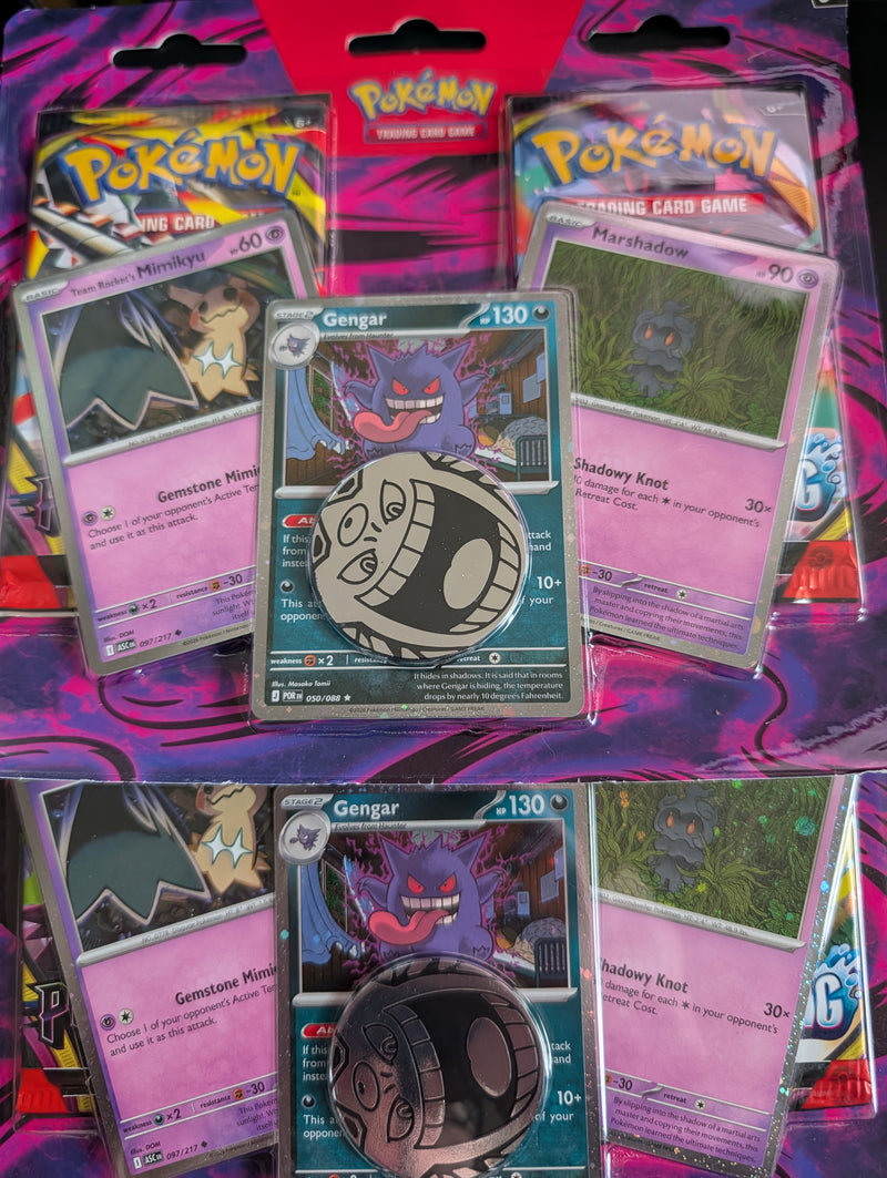 Pre-Release IN HAND: Pokémon TCG: Enhanced 2-Pack Blister Pack [Gengar, Marshadow, Team Rocket's Mimikyu]